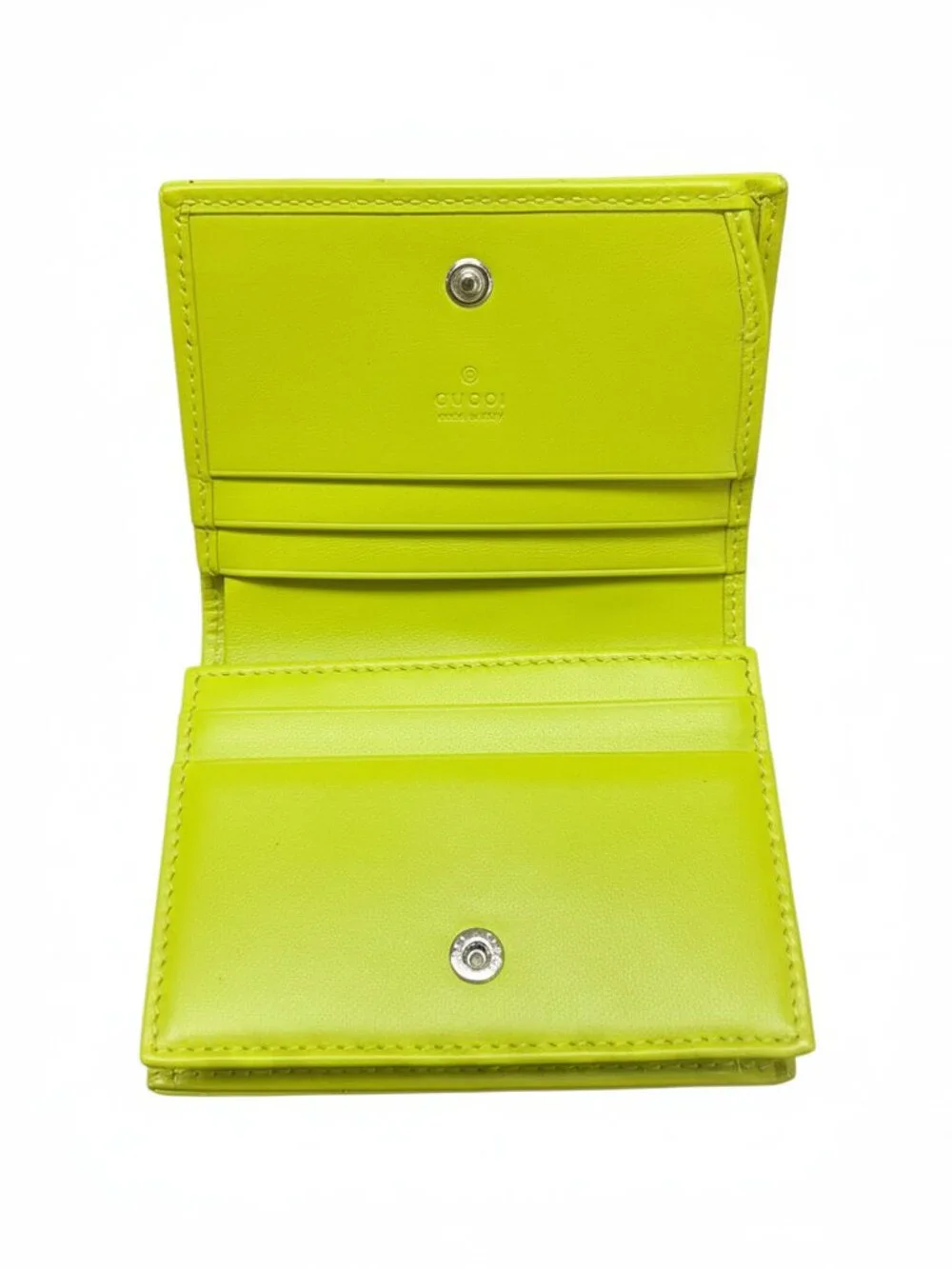 GUCCI GG MARMONT Bifold wallet lime green leather - Picture 4 of 6